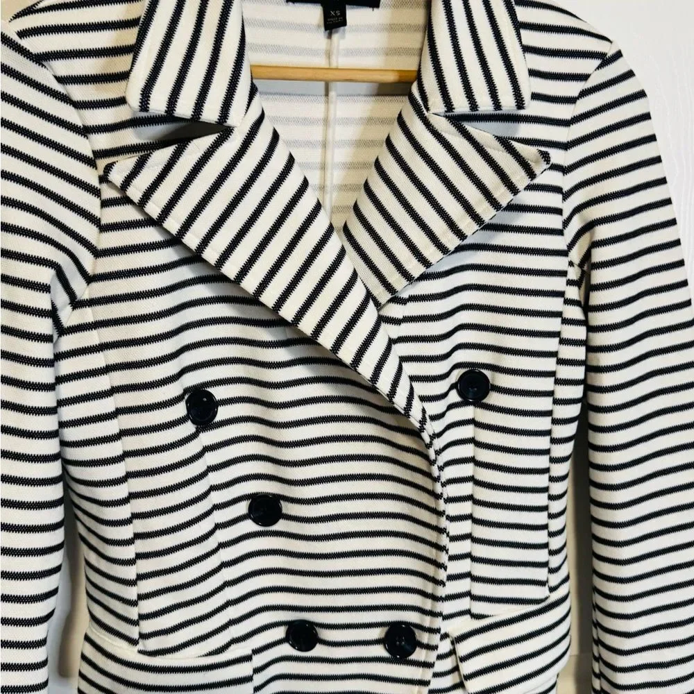 Banana Republic Striped Pea Coat in Black and White - Picture 6 of 9